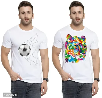 Stylish White Polycotton T-Shirt For Men Pack Of 2-thumb0