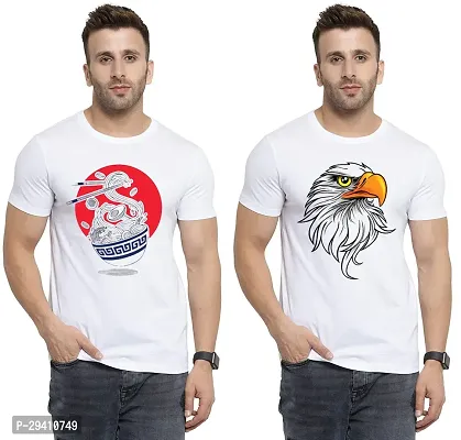 Comfortable White Polycotton Tees For Men Pack Of 2