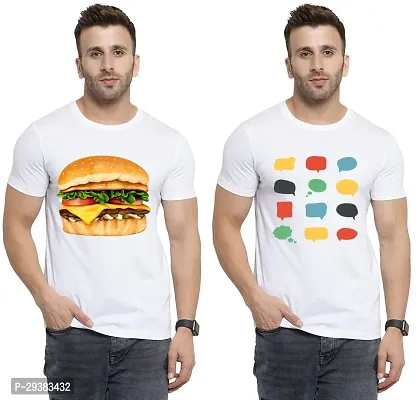 Reliable White Polycotton Printed T-Shirt For Men Pack Of 2