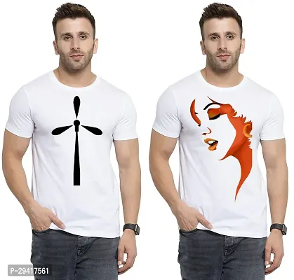 Comfortable White Polycotton Tees For Men Pack Of 2