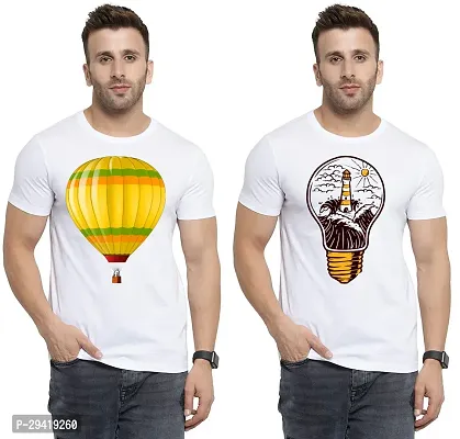 Stylish White Polycotton T-Shirt For Men Pack Of 2-thumb0