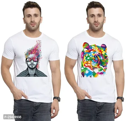 Stylish White Polycotton T-Shirt For Men Pack Of 2-thumb0