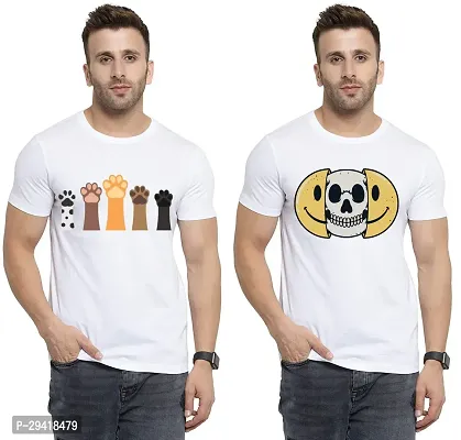 Stylish White Polycotton T-Shirt For Men Pack Of 2