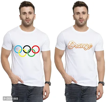 Reliable White Polycotton Printed T-Shirt For Men Pack Of 2-thumb0