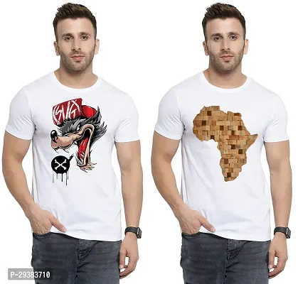 Reliable White Polycotton Printed T-Shirt For Men Pack Of 2-thumb0