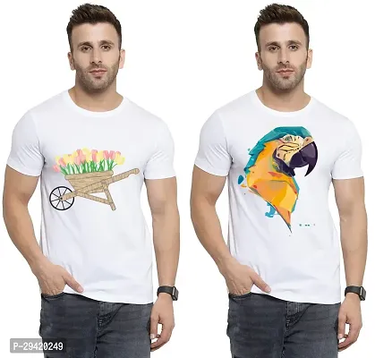 Stylish White Polycotton T-Shirt For Men Pack Of 2