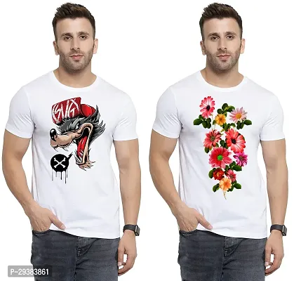 Reliable White Polycotton Printed T-Shirt For Men Pack Of 2