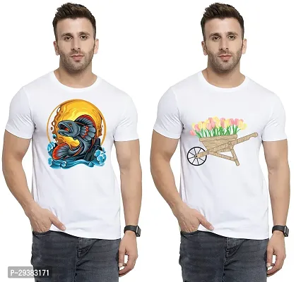 Reliable White Polycotton Printed T-Shirt For Men Pack Of 2-thumb0