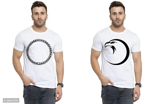 Comfortable White Polycotton Tees For Men Pack Of 2