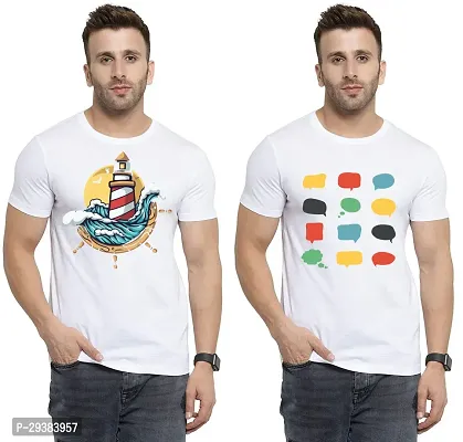 Reliable White Polycotton Printed T-Shirt For Men Pack Of 2-thumb0