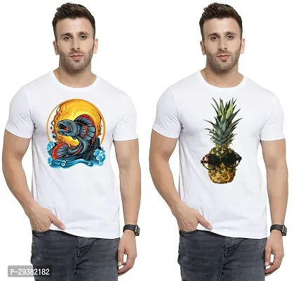 Reliable White Polycotton Printed T-Shirt For Men Pack Of 2-thumb0