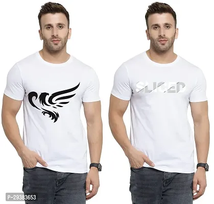 Reliable White Polycotton Printed T-Shirt For Men Pack Of 2-thumb0