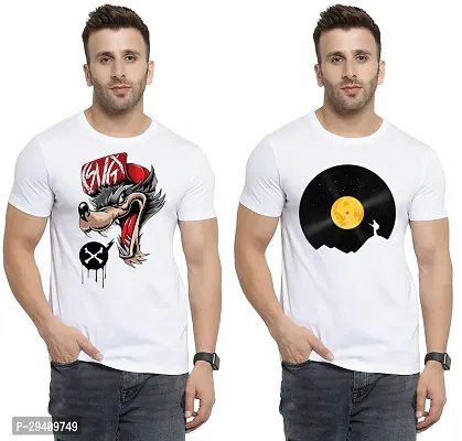 Comfortable White Polycotton Tees For Men Pack Of 2