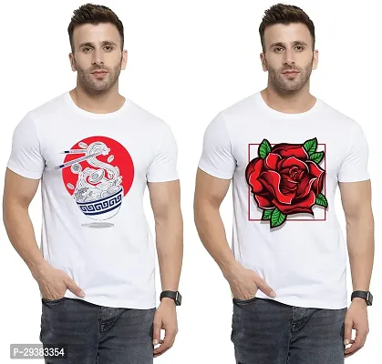 Reliable White Polycotton Printed T-Shirt For Men Pack Of 2-thumb0