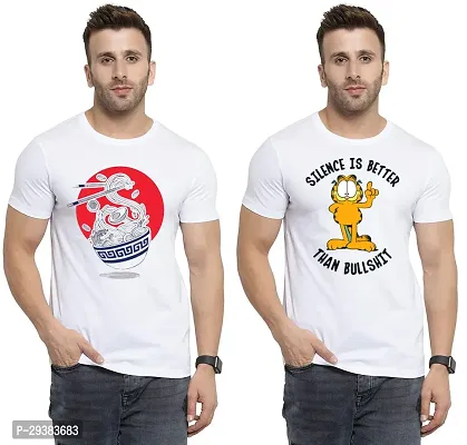 Reliable White Polycotton Printed T-Shirt For Men Pack Of 2-thumb0