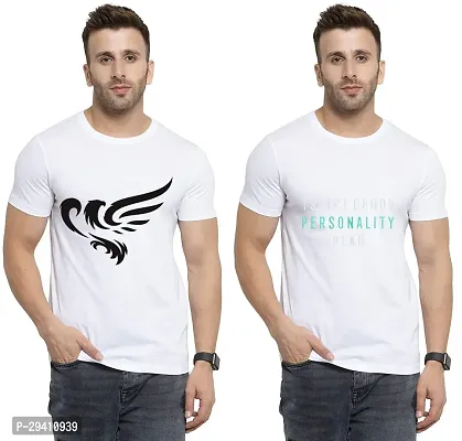 Comfortable White Polycotton Tees For Men Pack Of 2-thumb0