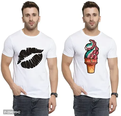 Stylish White Polycotton T-Shirt For Men Pack Of 2-thumb0