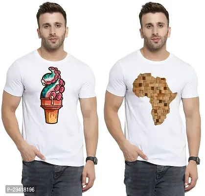 Stylish White Polycotton T-Shirt For Men Pack Of 2