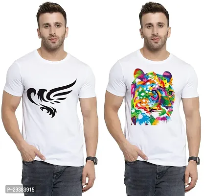 Reliable White Polycotton Printed T-Shirt For Men Pack Of 2-thumb0