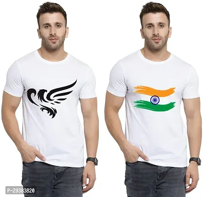 Reliable White Polycotton Printed T-Shirt For Men Pack Of 2-thumb0