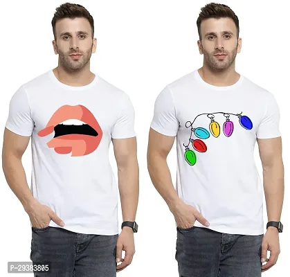 Reliable White Polycotton Printed T-Shirt For Men Pack Of 2-thumb0