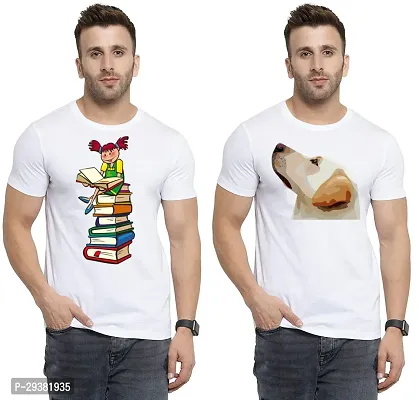 Reliable White Polycotton Printed T-Shirt For Men Pack Of 2-thumb0