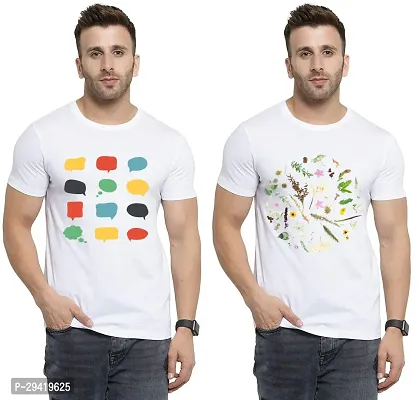 Stylish White Polycotton T-Shirt For Men Pack Of 2-thumb0