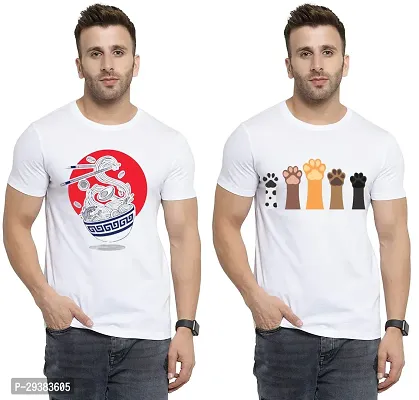 Reliable White Polycotton Printed T-Shirt For Men Pack Of 2-thumb0