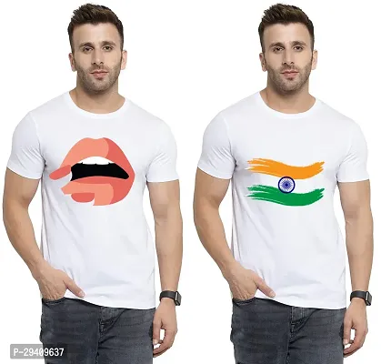 Comfortable White Polycotton Tees For Men Pack Of 2