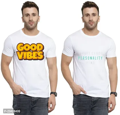 Stylish White Polycotton T-Shirt For Men Pack Of 2-thumb0