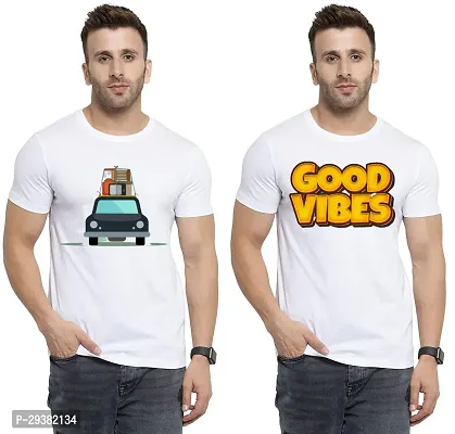 Reliable White Polycotton Printed T-Shirt For Men Pack Of 2-thumb0