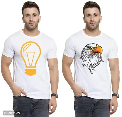 Stylish White Polycotton T-Shirt For Men Pack Of 2-thumb0