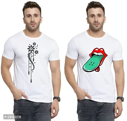 Reliable White Polycotton Printed T-Shirt For Men Pack Of 2-thumb0