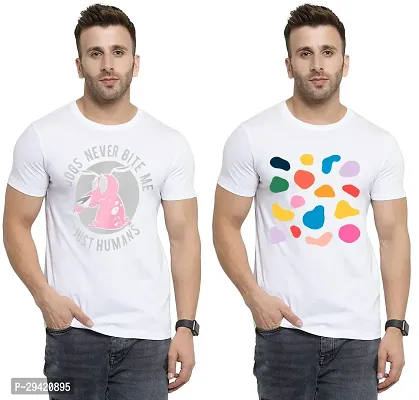 Stylish White Polycotton T-Shirt For Men Pack Of 2-thumb0