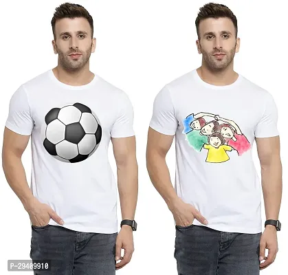 Comfortable White Polycotton Tees For Men Pack Of 2