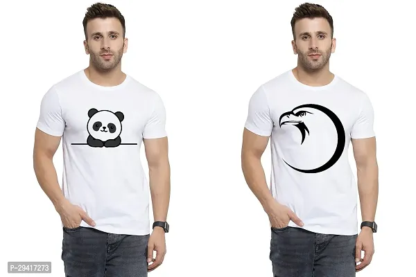 Comfortable White Polycotton Tees For Men Pack Of 2