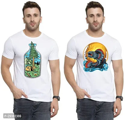 Reliable White Polycotton Printed T-Shirt For Men Pack Of 2-thumb0