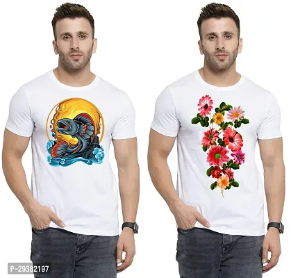 Reliable White Polycotton Printed T-Shirt For Men Pack Of 2-thumb0