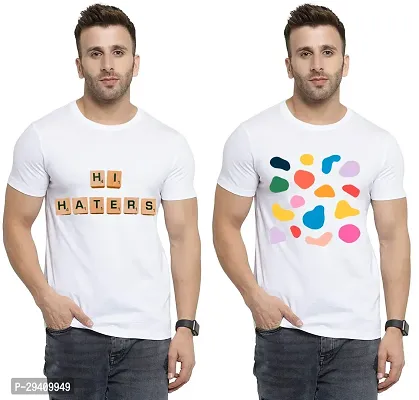 Comfortable White Polycotton Tees For Men Pack Of 2