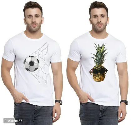 Stylish White Polycotton T-Shirt For Men Pack Of 2-thumb0