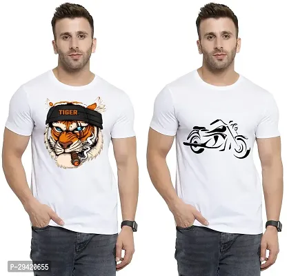 Stylish White Polycotton T-Shirt For Men Pack Of 2