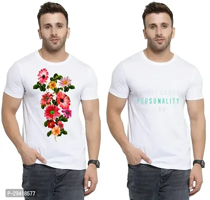 Stylish White Polycotton T-Shirt For Men Pack Of 2