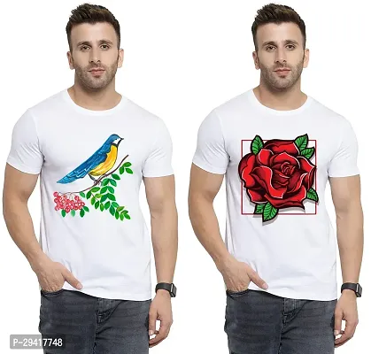 Comfortable White Polycotton Tees For Men Pack Of 2