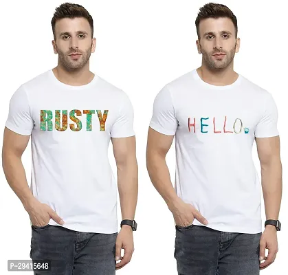 Comfortable White Polycotton Tees For Men Pack Of 2