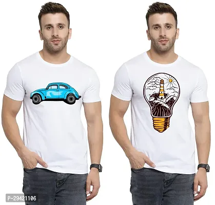 Stylish White Polycotton T-Shirt For Men Pack Of 2