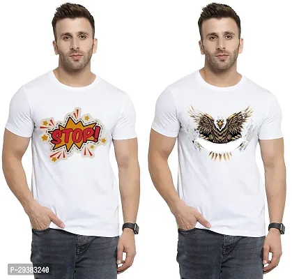 Reliable White Polycotton Printed T-Shirt For Men Pack Of 2-thumb0