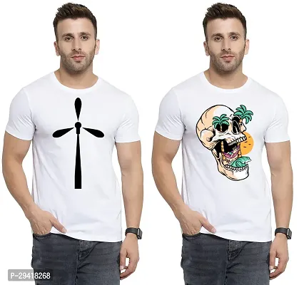 Comfortable White Polycotton Tees For Men Pack Of 2