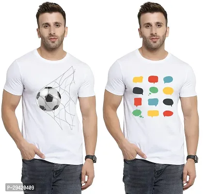 Stylish White Polycotton T-Shirt For Men Pack Of 2