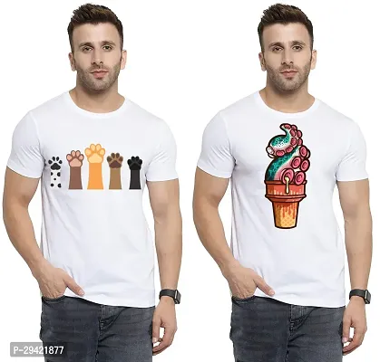 Stylish White Polycotton T-Shirt For Men Pack Of 2-thumb0