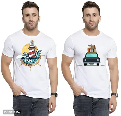 Comfortable White Polycotton Tees For Men Pack Of 2